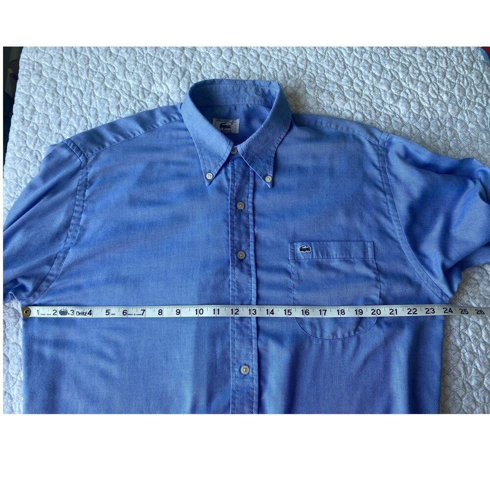 Lacoste Vintage 80s90s Men's Oxford Shirt Button Down LS Blue France Size 42 - Picture 9 of 11